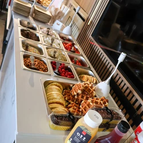 Brunch bar with pastries and fruit